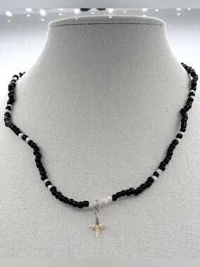 Surfer-Style Shark Tooth Wire Wrapped Beaded Coastal Necklace Jewelry Beach
